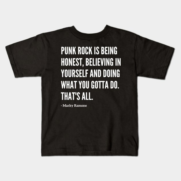 Famous Marky Ramone "Punk Rock" Quote Kids T-Shirt by capognad